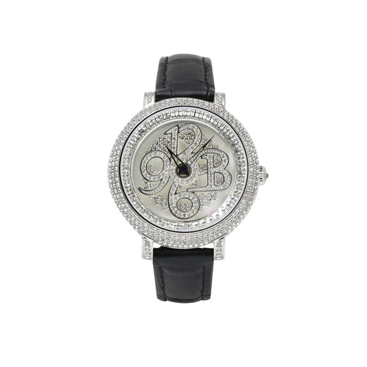 NUMBER 40MM BLACK×SILVER <革ベルト>