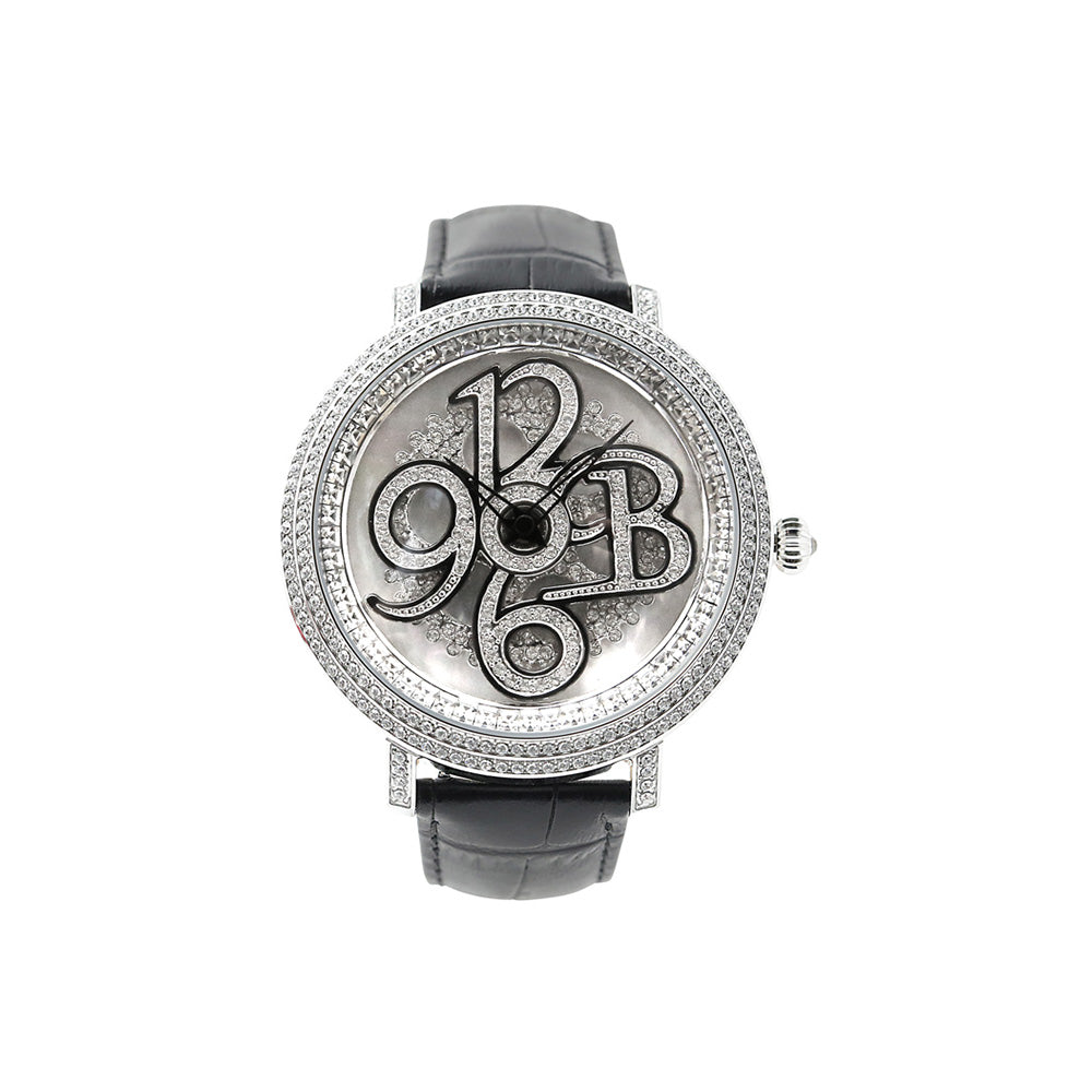NUMBER 46MM BLACK x SILVER <革ベルト>