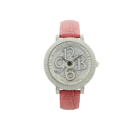 NUMBER 40MM PINK×SILVER <革ベルト>