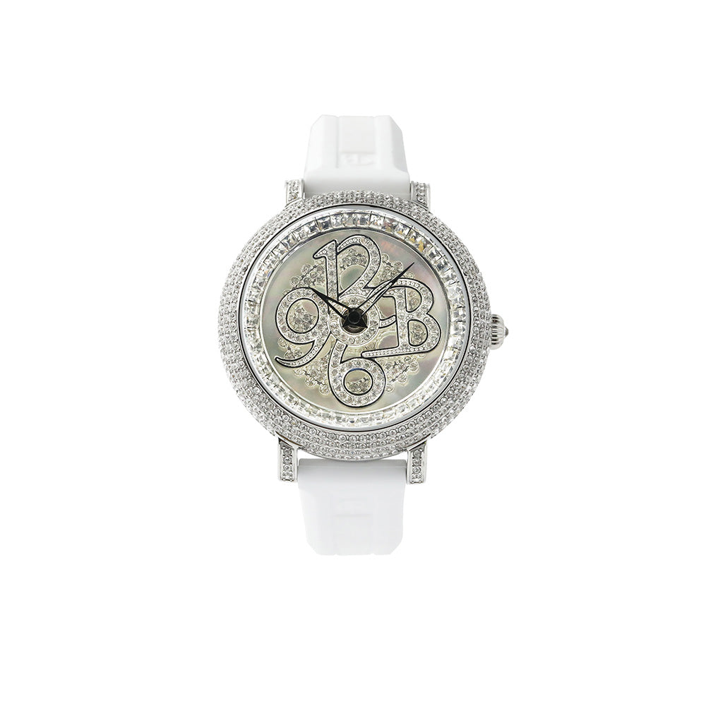 NUMBER 40MM WHITE×SILVER <シリコンベルト>