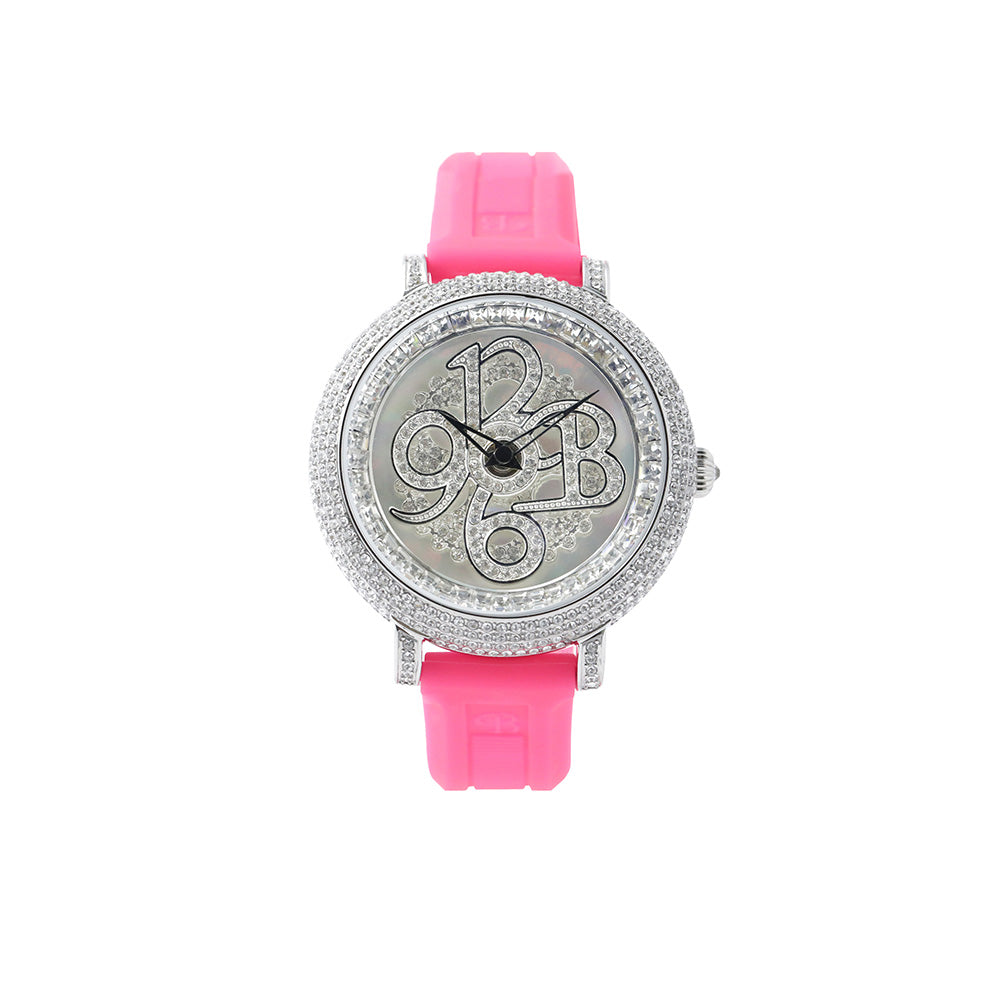 NUMBER 40MM FRESHPINK×SILVER <シリコンベルト>