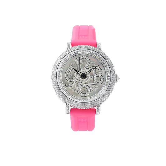 NUMBER 40MM FRESHPINK×SILVER <シリコンベルト>