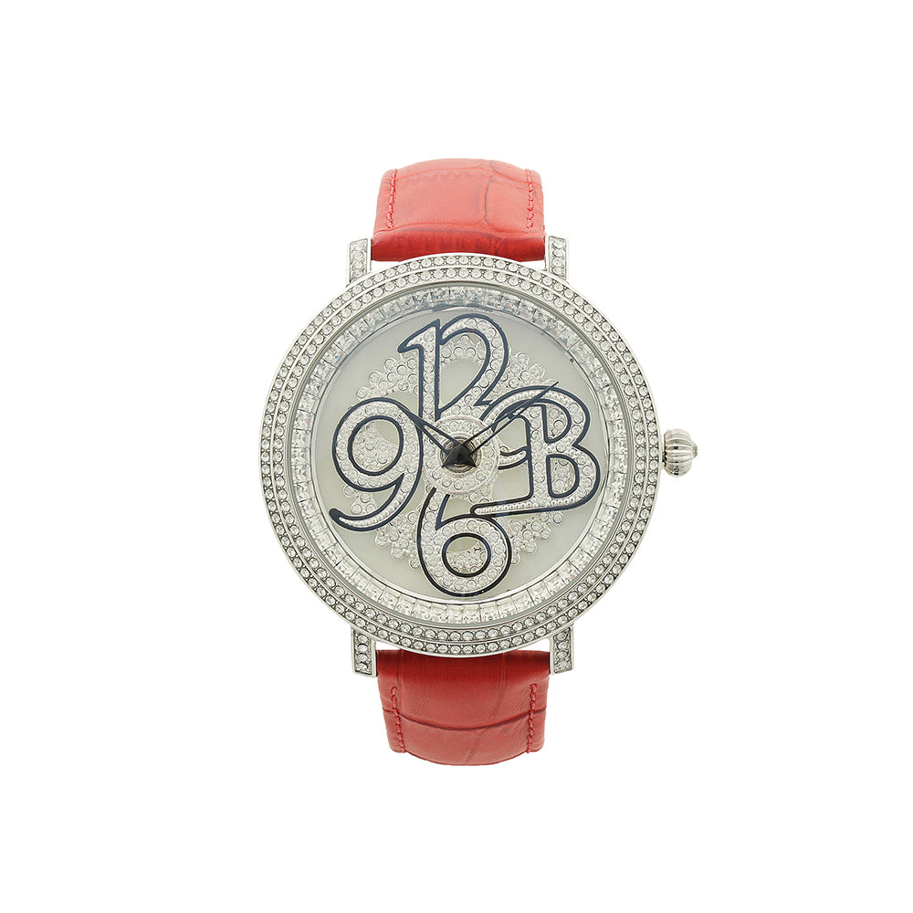 NUMBER 46MM RED x SILVER<革ベルト>