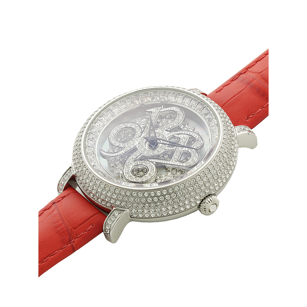 NUMBER 40MM RED×SILVER <革ベルト>