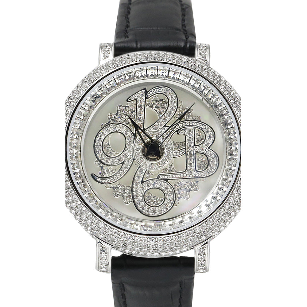 NUMBER 40MM BLACK×SILVER <革ベルト>