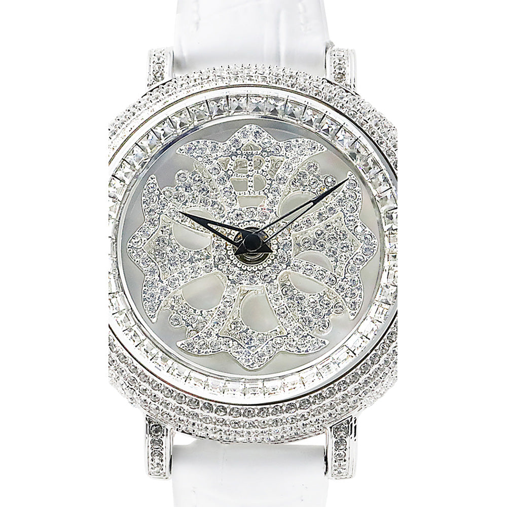 LILY 40MM WHITE x SILVER <革ベルト>