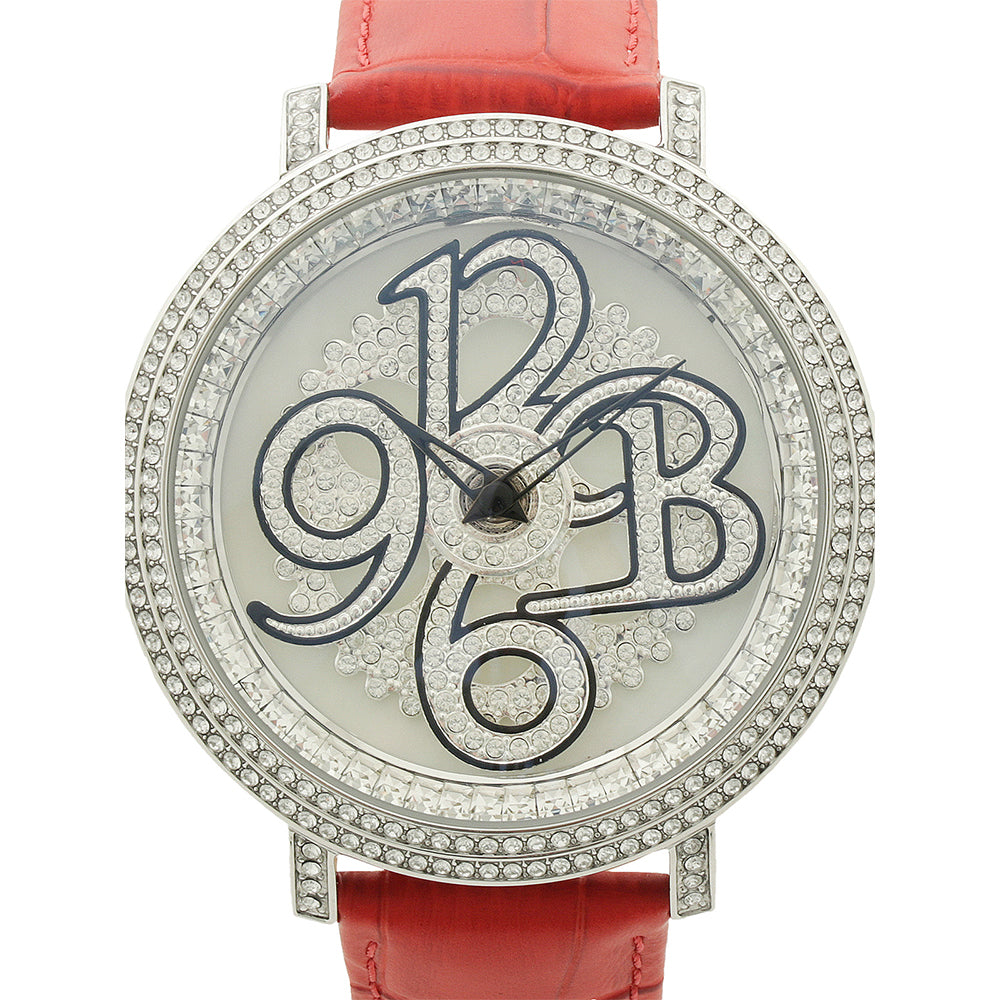 NUMBER 46MM RED x SILVER<革ベルト>