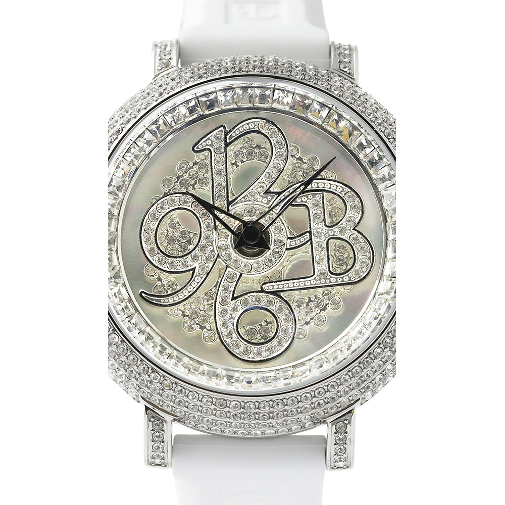 NUMBER 40MM WHITE×SILVER <シリコンベルト>
