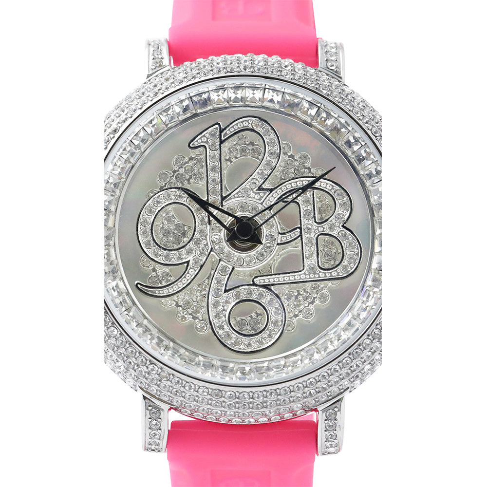 NUMBER 40MM FRESHPINK×SILVER <シリコンベルト>