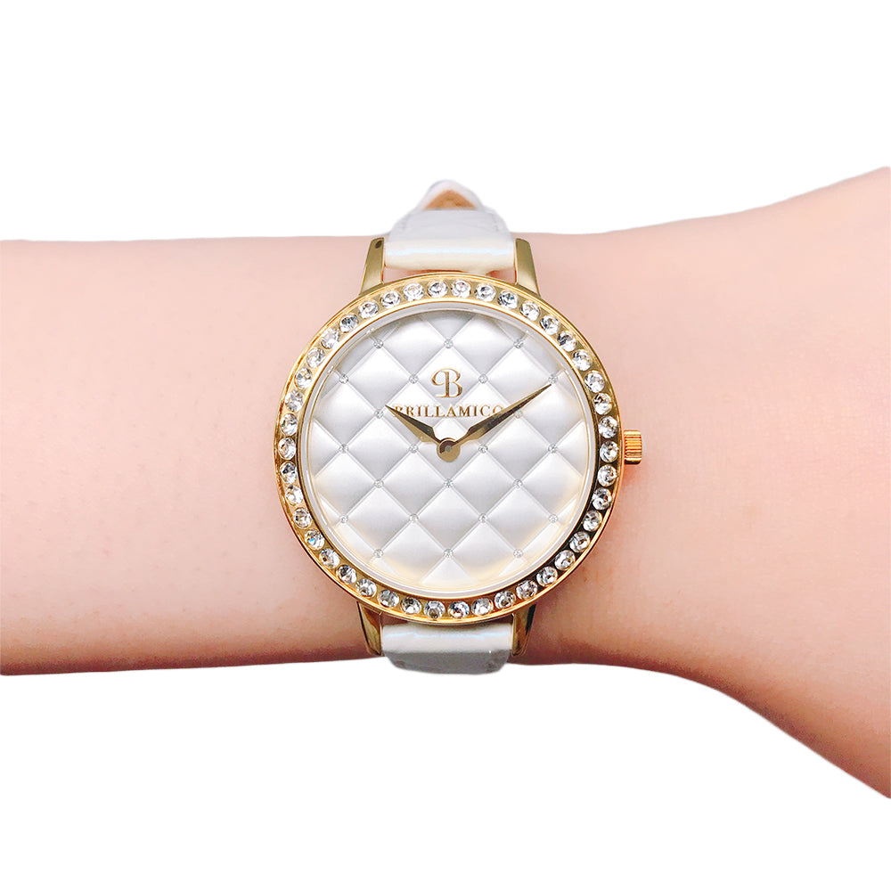 QUILT WHITE×GOLD <キルティングベルト>220531003
