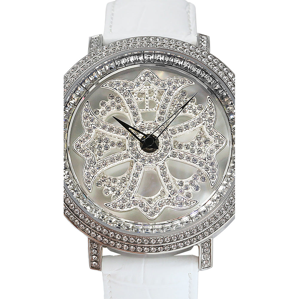 LILY 46MM WHITE x SILVER <革ベルト>