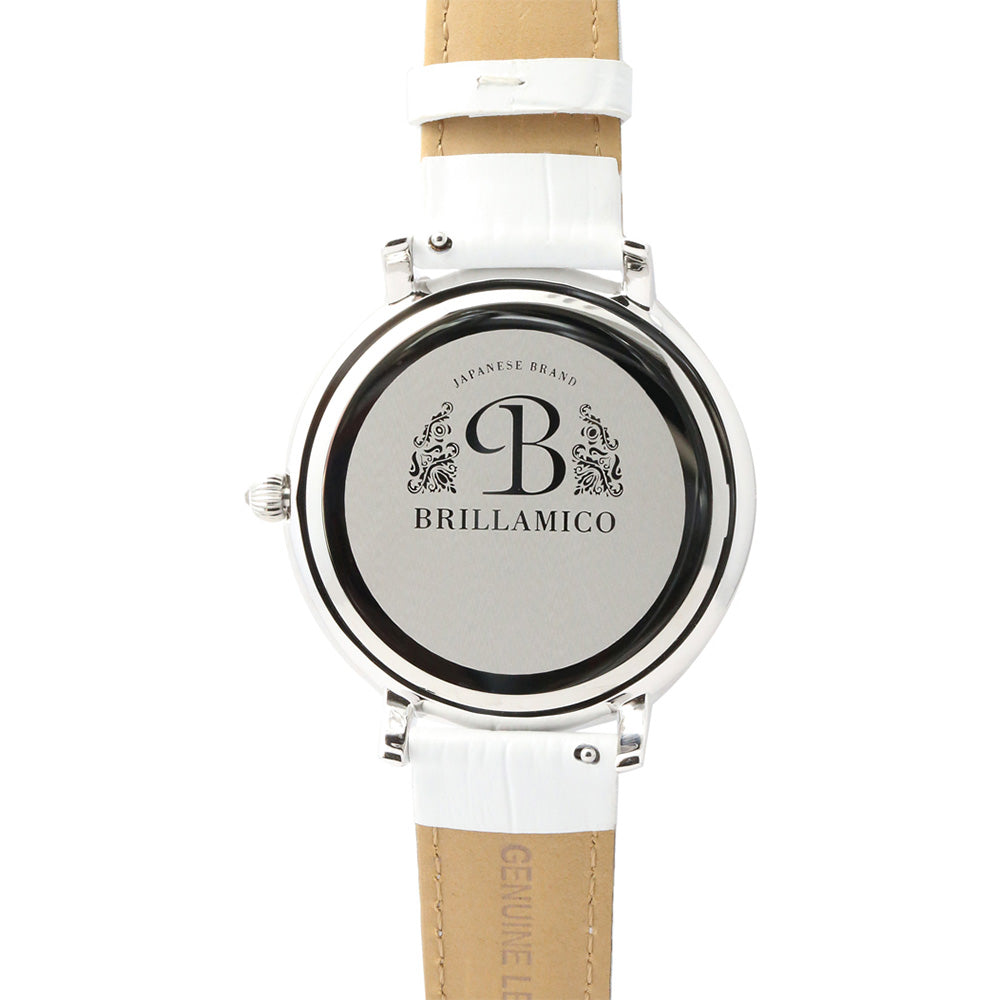 NUMBER 46MM WHITE x SILVER <革ベルト>