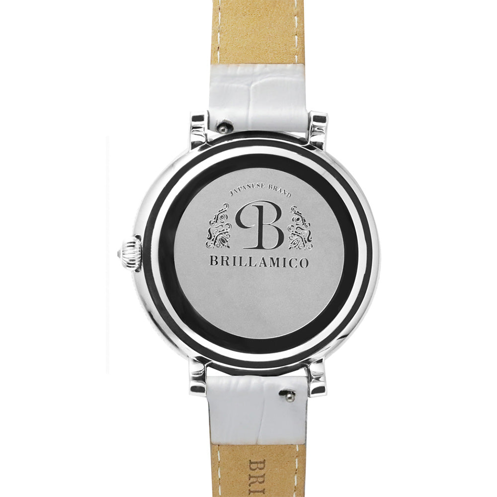 NUMBER 40MM WHITE×SILVER <革ベルト>