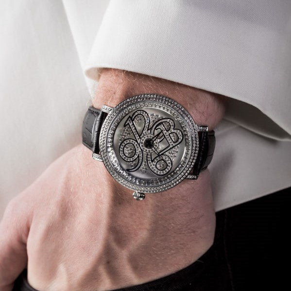 NUMBER 46MM BLACK x SILVER <革ベルト>