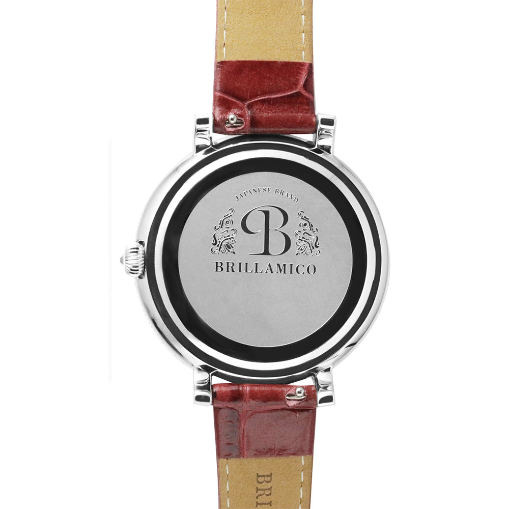 NUMBER 40MM ROUGE×SILVER <革ベルト>