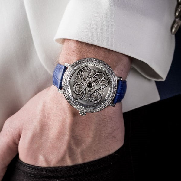 NUMBER 46MM BLUE x SILVER <革ベルト>