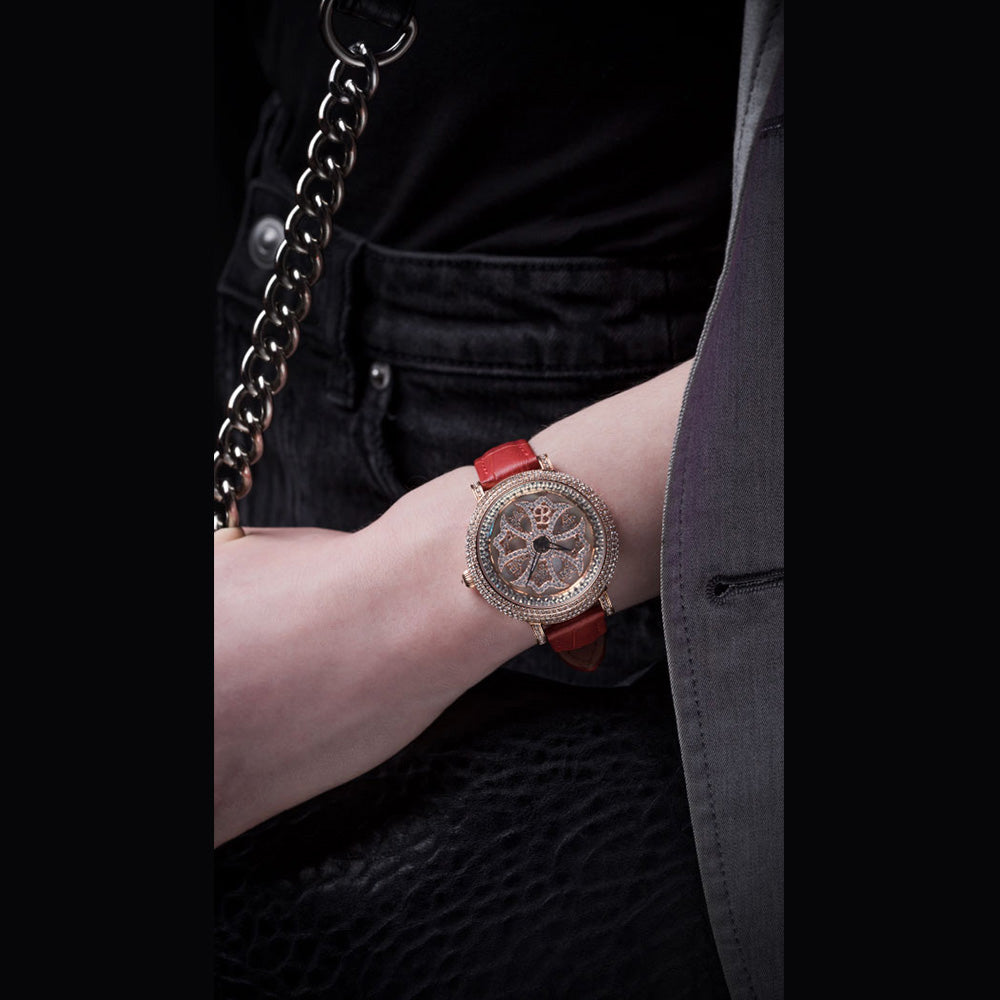 LILY 40MM RED x GOLD <革ベルト>