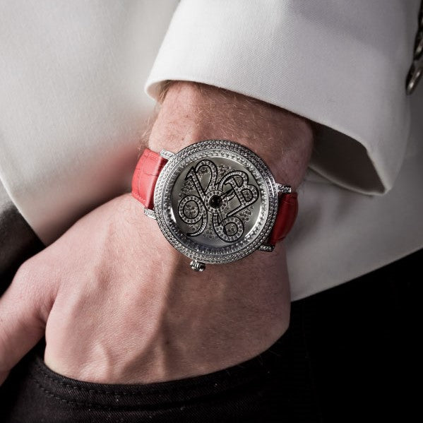 NUMBER 46MM RED x SILVER<革ベルト>