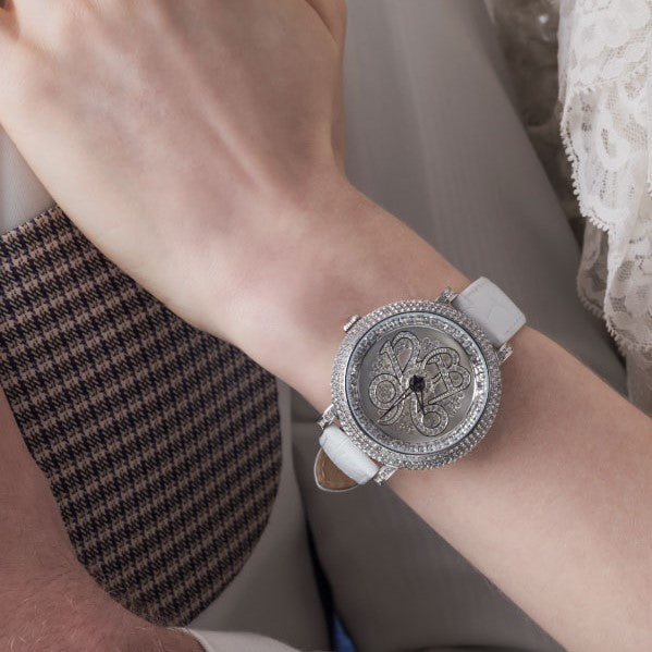 NUMBER 40MM WHITE×SILVER <革ベルト>