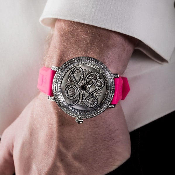 NUMBER 46MM FRESH PINK×SILVER <シリコンベルト>