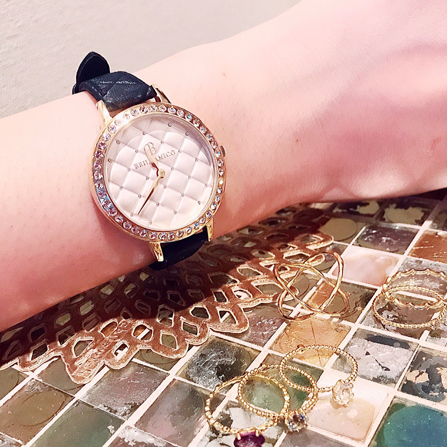 QUILT NAVY×GOLD <キルティングベルト>