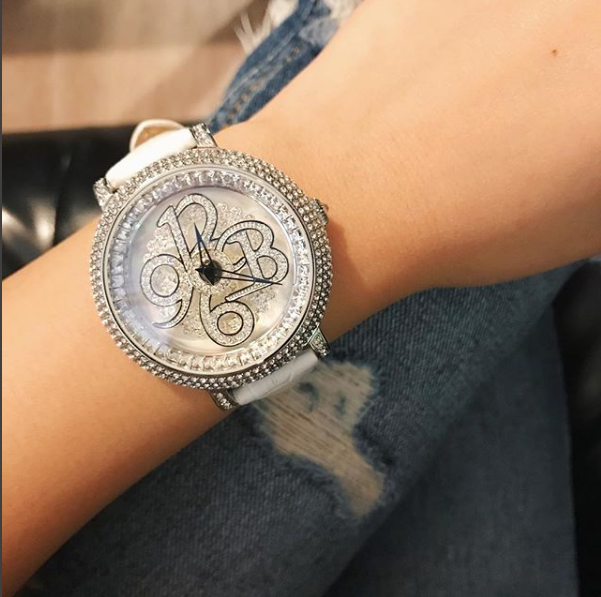 NUMBER 40MM WHITE×SILVER <革ベルト>