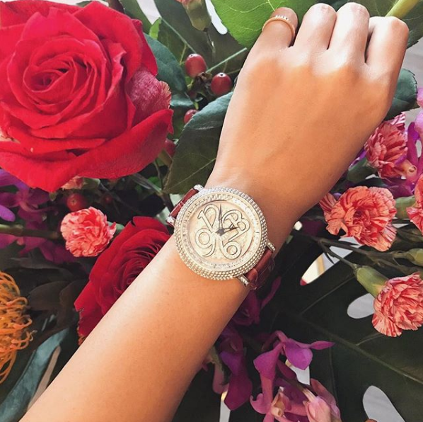 NUMBER 40MM ROUGE×SILVER <革ベルト>