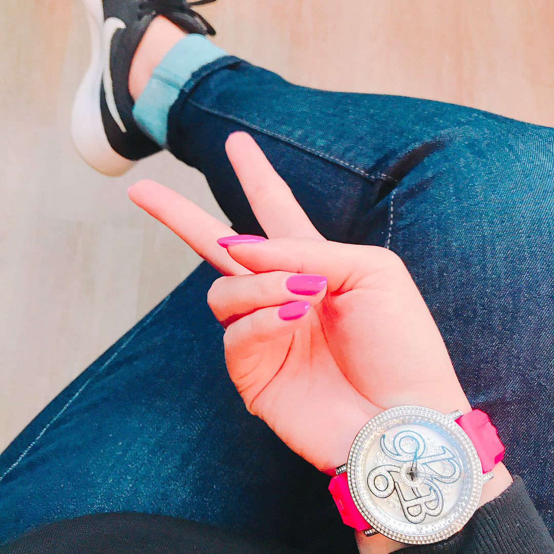 NUMBER 46MM FRESH PINK×SILVER <シリコンベルト>