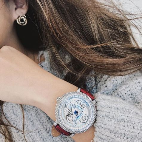NUMBER 40MM ROUGE×SILVER <革ベルト>