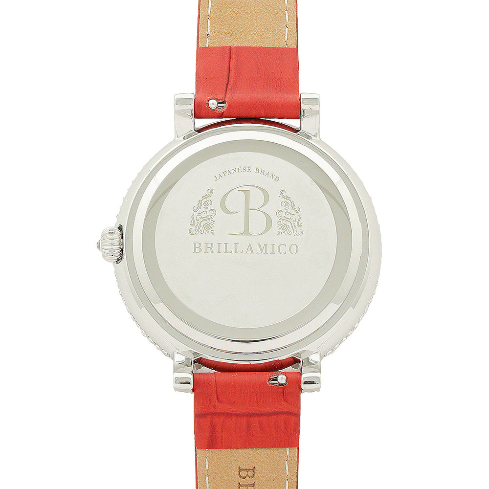 NUMBER 40MM RED×SILVER ＜革ベルト＞